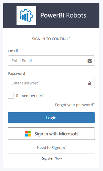 Report Automation System with PowerBI Robots - sign in