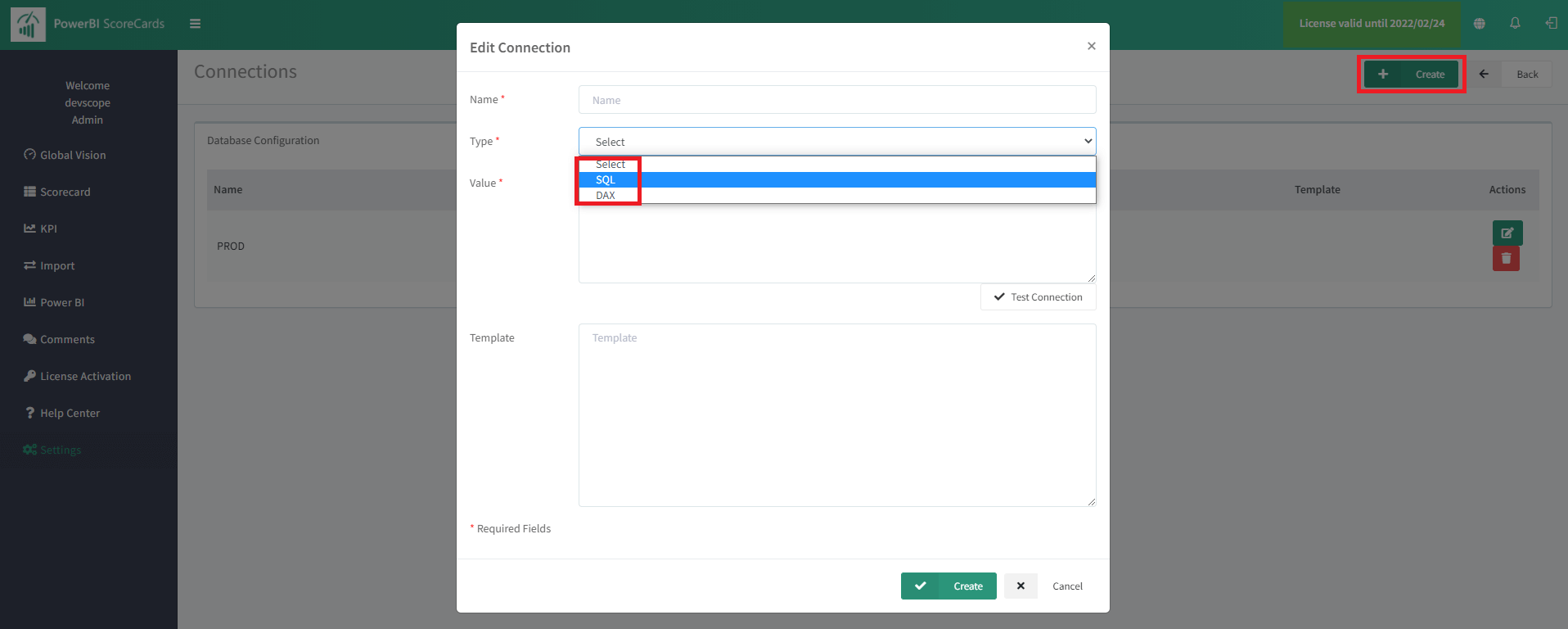 How to configure automatic KPIs in PowerBI Scorecards - SQL or DAX