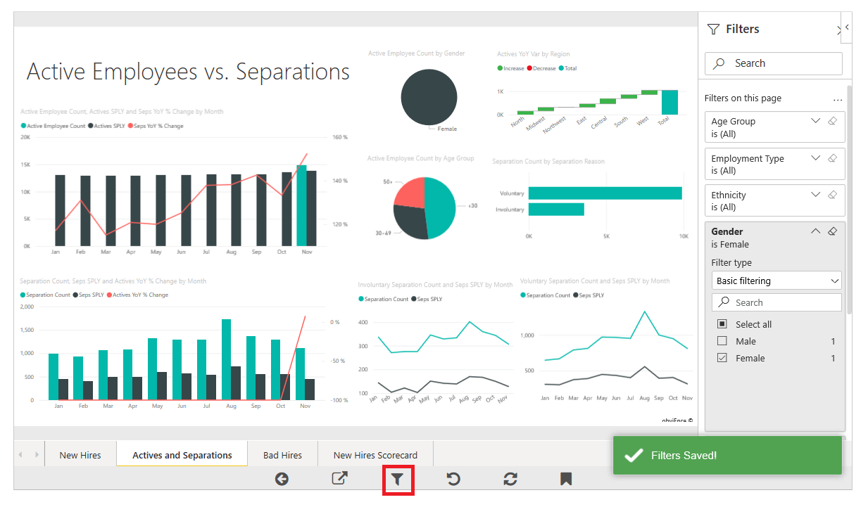 Saving filters in PowerBI Tiles Online